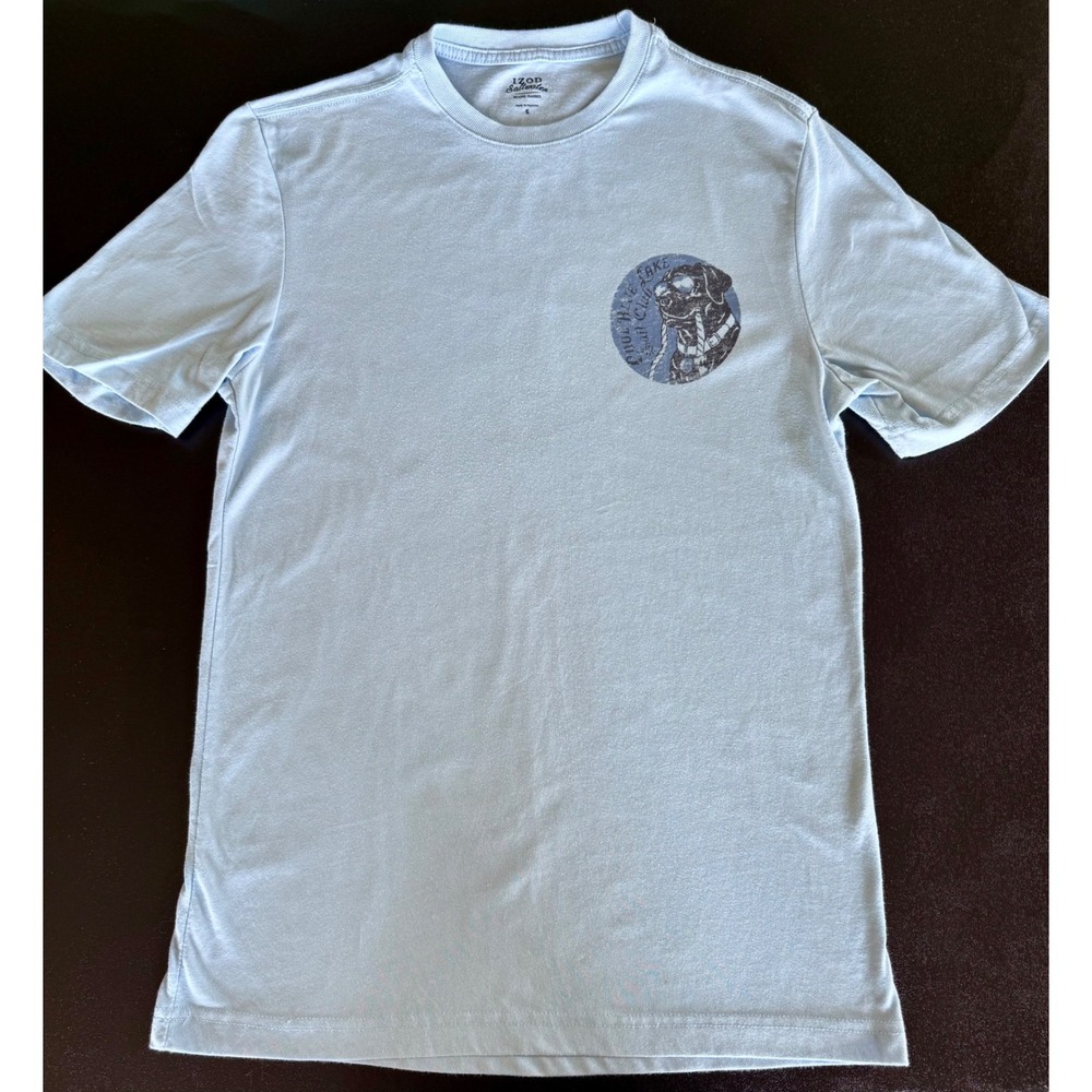 IZOD Saltwater Men S Blue Cool Blue Lake Sail Club Dog Graphic T-Shirt Small